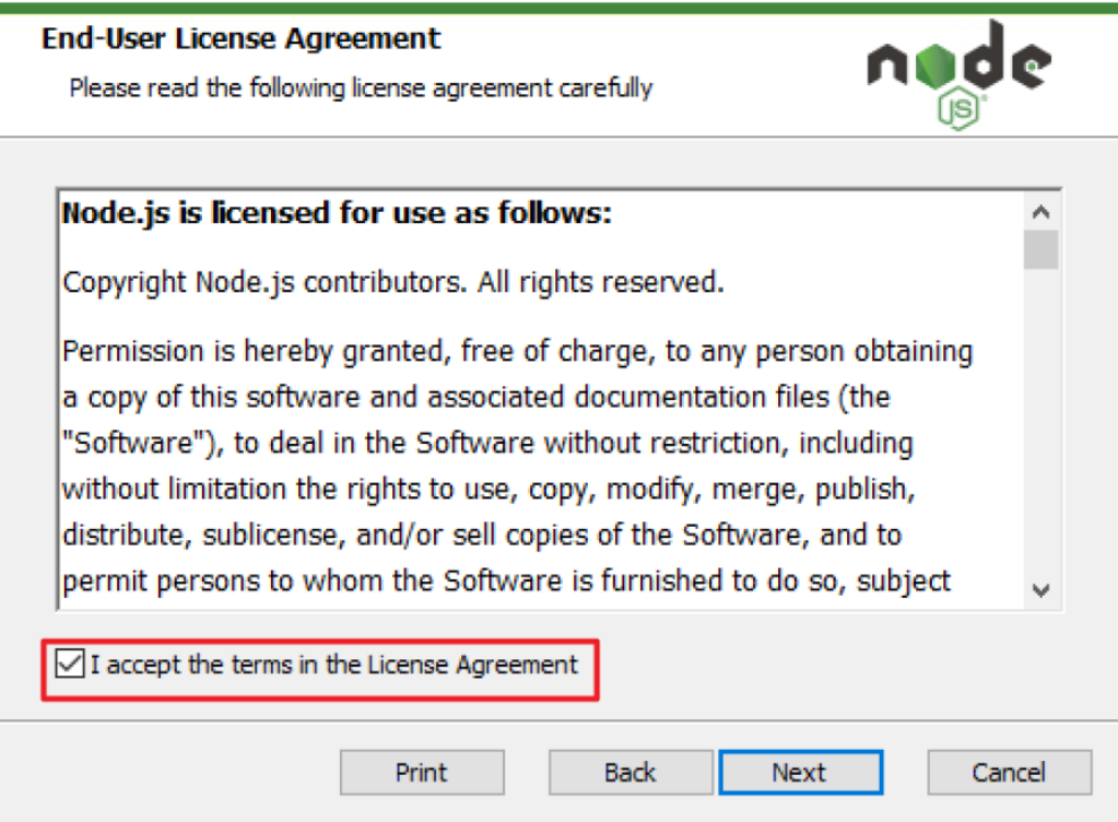 Node.js Windows Installation Step 3