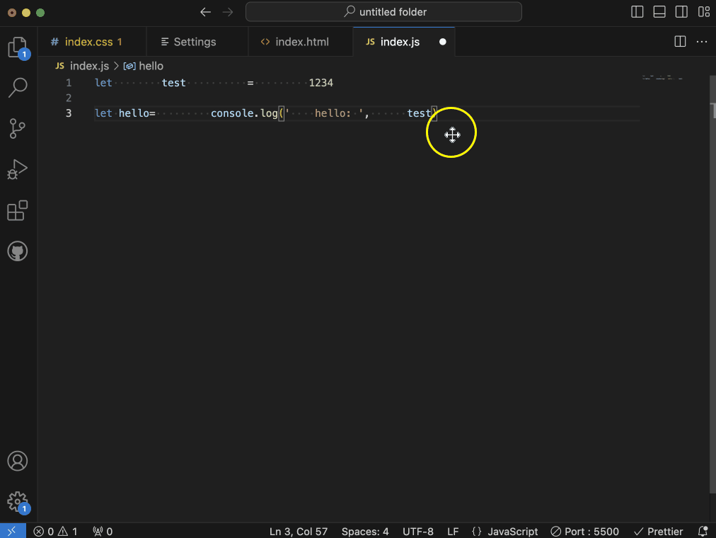 before and after prettier extension